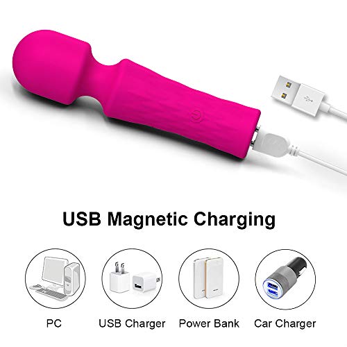 Mini Masajeador de Varita, Masaje Eléctrico de Mano Personal Inalámbrico USB Recargable Impermeable Wand Massager para Mujeres con 10 Modos de Vibración para el Cuello Hombro Espalda Masaje Corporal