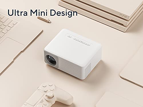 Mini Proyector, AKIYO O1 LED Proyector Portátil, Soporte HD 1080P, ±15 ° Keystone, 25% Zoom, Cine en Casa, Regalos para Niños, para Teléfono, TV Stick, Altavoz, HDMI, Dormitorio, al Aire Libre