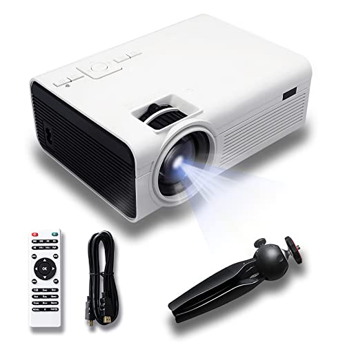 Mini Proyector Portátil con Trípode, 1080P Full HD Compatible, Proyector de Video Actualizado 2020 para Cine En Casa / Película Al Aire Libre, Compatible con USB / VGA / HDMI / Micro SD / AV / AUX