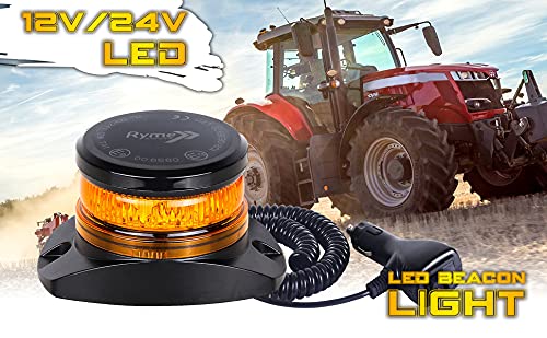 Mini Rotativo LED Ámbar - 6 Funciones · Emergencia Advertencia Señalización Camión Tractor Grúas Vehículos Transporte Especial · Base Magnética Conexión de carga a mechero