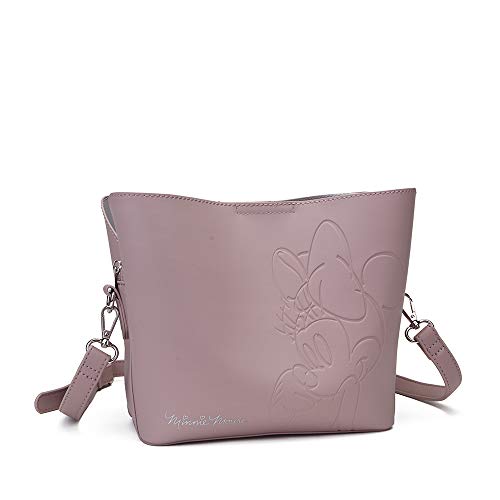 Minnie Lovely Coral - Bolso Bandolera, Forma Trapecio, Compartimento Amplio, Dim. 25 x 30 x 11 cm