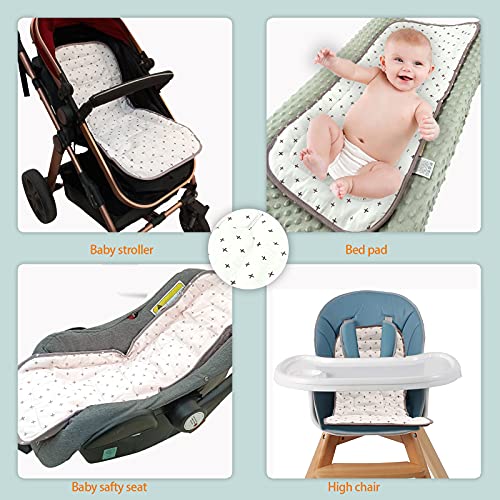 Miracle Baby Cojín Carro Bebe,Colchoneta Silla Paseo Universal Transpirable,Cojín Silla de Paseo para el Cochecito y Asiento de Carro, 100% Algodón, 32x80cm(Cruz Gris Blanca)