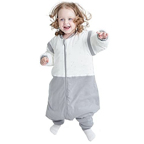 Miracle Baby Pijama de saco de dormir para bebé de invierno con pies de algodón bebé recién nacido niño niña，Mangas Extraíbles,Unisexo-2.5G