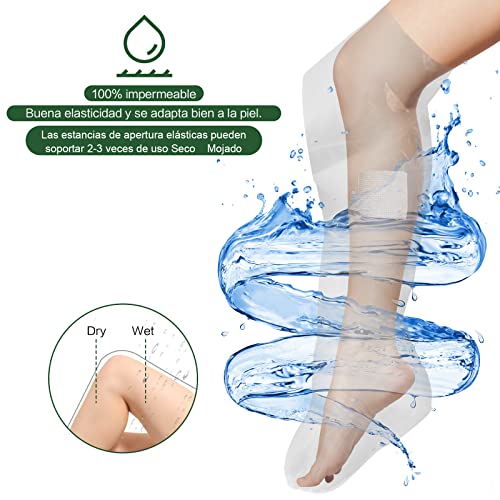 Miscis Protector Escayola Pierna Adulto 2 Piezas Funda Escayola Pierna Impermeable, Funda Protector de Yeso Para Ducha, Mantener Secos Los Apósitos y Vendajes, Para Lesión de Rodilla, Pierna, Tobillo