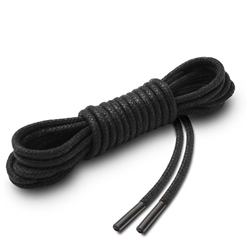 Miscly Cordones Encerados Redondos Finos de Vestir [3 Pares] - Diámetro 2.4 mm (91cm, Negro)