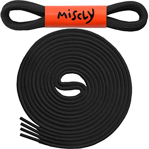 Miscly Cordones Ovalados [3 Pares] Para Todo Tipo de Zapatos y Zapatillas – Diámetro 6 mm (137 cm, Negro)