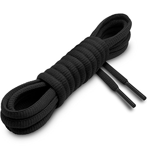 Miscly Cordones Ovalados [3 Pares] Para Todo Tipo de Zapatos y Zapatillas – Diámetro 6 mm (137 cm, Negro)