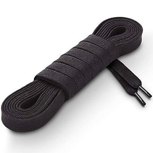 Miscly Cordones Planos [3 Pares] Para Todo Tipo de Zapatos y Zapatillas - Anchura 8 mm (137cm, Negro)