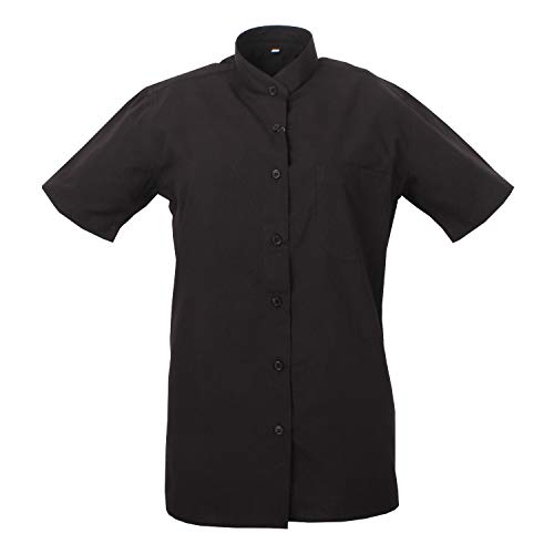 MISEMIYA - Camisa Cuello Mao Uniforme Camarera Mujer MESERO DEPENDIENTA Barman COCTELERA PROMOTRORAS Blusa - Ref.8271B - X-Large, Negro