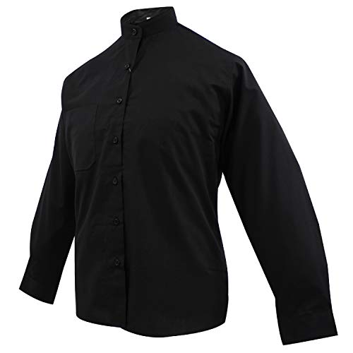 MISEMIYA - Camisa Uniforme Camarera SEÑORA Cuello Mao Mangas LARGAS MESERO DEPENDIENTA Barman COCTELERA PROMOTRORAS - Ref.8271 - L, Negro