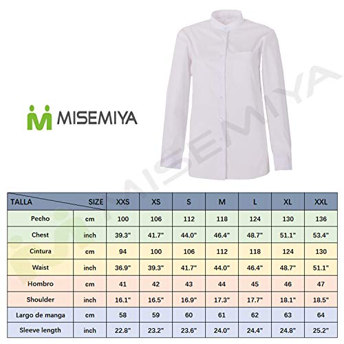 MISEMIYA - Camisa Uniforme Camarera SEÑORA Cuello Mao Mangas LARGAS MESERO DEPENDIENTA Barman COCTELERA PROMOTRORAS - Ref.8271 - L, Negro