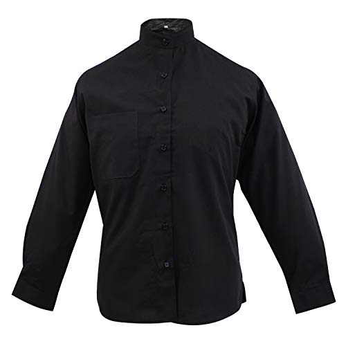 MISEMIYA - Camisa Uniforme Camarera SEÑORA Cuello Mao Mangas LARGAS MESERO DEPENDIENTA Barman COCTELERA PROMOTRORAS - Ref.8271 - L, Negro