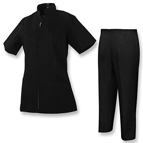 MISEMIYA - Casaca Y PANTALÓN Mujer Uniforme Sanitarios,Peluquero, Empleado de SPA, o masajista - Ref.8298 - XXL, Negro