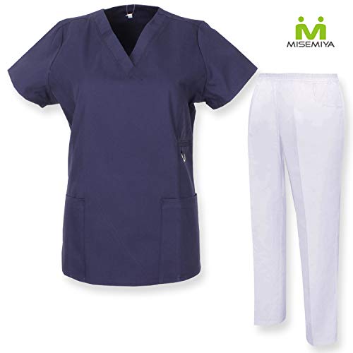 MISEMIYA - Casaca Y PANTALÓN Sanitarios Unisex Uniformes Sanitarios MÉDICOS Enfermera Dentistas Red.70782 - XL, Azul Marino