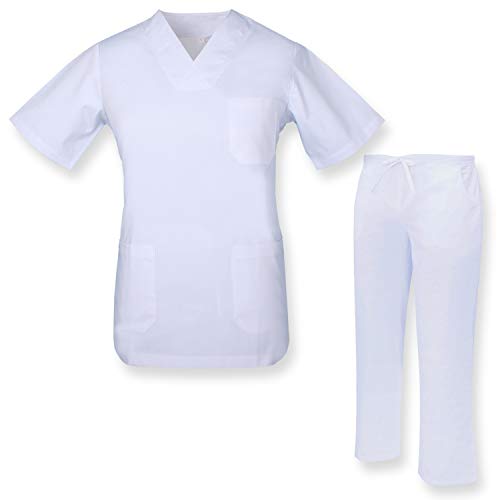 MISEMIYA - Casaca Y PANTALÓN Sanitarios Unisex Uniformes Sanitarios MÉDICOS Enfermera Dentistas Ref.817Q8 - XS, Blanco