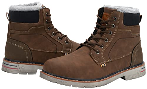 Mishansha Botas de Invierno Mujer Hombre Botas de Nieve de Plano con Forro - Impermeables Calentitas y Antideslizantes (Marrón, 45 EU)