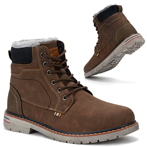 Mishansha Botas de Invierno Mujer Hombre Botas de Nieve de Plano con Forro - Impermeables Calentitas y Antideslizantes (Marrón, 45 EU)