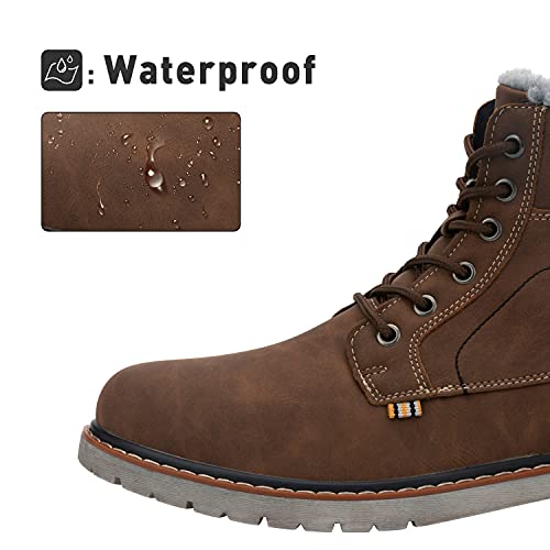 Mishansha Botas de Invierno Mujer Hombre Botas de Nieve de Plano con Forro - Impermeables Calentitas y Antideslizantes (Marrón, 45 EU)