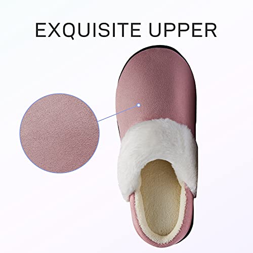 Mishansha Pantuflas Mujer Cálido Pantuflas Hombre Felpa Algodón Zapatos Casa Invierno Slippers Rosa 38 EU