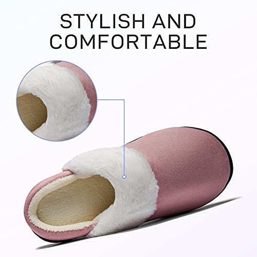 Mishansha Pantuflas Mujer Cálido Pantuflas Hombre Felpa Algodón Zapatos Casa Invierno Slippers Rosa 38 EU