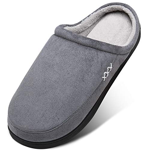 Mishansha Unisex Zapatillas Memory Foam Comodos Pantuflas Hombre Zapatillas de Estar por Casa Invierno Zapatos Casa Mujer Espuma de Memoria Invierno, Gris 40