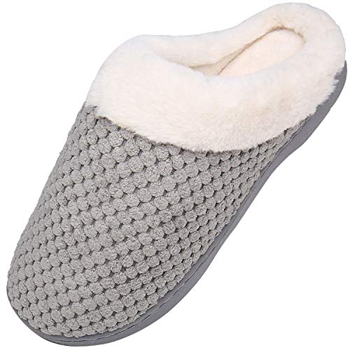 Mishansha Zapatillas de Casa Hombre Pantuflas Antideslizantes Mujer Cálido y Confortable Zapatillas de Espuma Viscoelástica Gris, Gr.36/37 EU