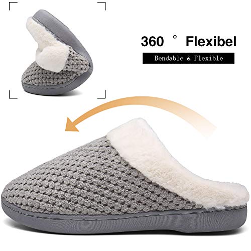 Mishansha Zapatillas de Casa Hombre Pantuflas Antideslizantes Mujer Cálido y Confortable Zapatillas de Espuma Viscoelástica Gris, Gr.36/37 EU