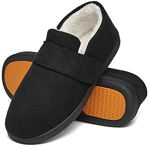 Mishansha Zapatillas de Casa Invierno Hombre Pantuflas Antideslizante Zapatos Espuma Viscoelástica con Cálido Forrado Pasas Negras Gr.42