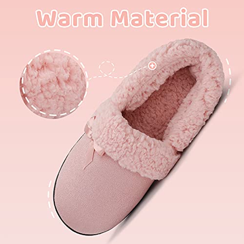 Mishansha Zapatillas de Estar por Casa Mujer Invierno Cálidas Suave Pantuflas Espuma de Memoria Cómodas Zapatillas Casa Otoño Mullida Ligeras, Blush Pink 39 EU