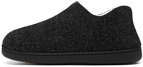 Mishansha Zapatillas Espuma Viscoelástica Hombre Pantuflas Forro Polar Cerrado Mujer Zapatos de Casa Cálidos de Invierno Negro Gr.45