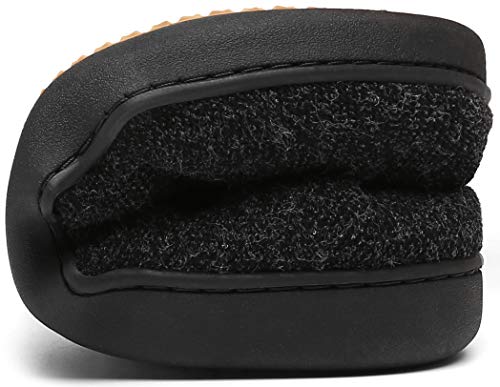 Mishansha Zapatillas Espuma Viscoelástica Hombre Pantuflas Forro Polar Cerrado Mujer Zapatos de Casa Cálidos de Invierno Negro Gr.45