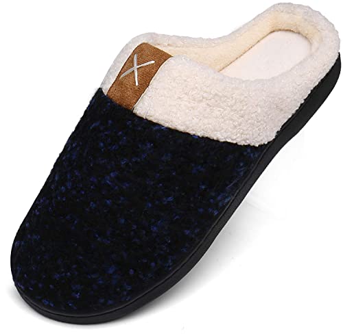 Mishansha Zapatillas Estar por Casa Espuma de Memoria Hombre Interior Pantuflas Antideslizante Felpa Slippers,Azul,46/47