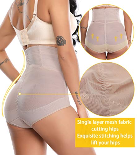 MISS MOLY Bragas Fajas Reductoras Cintura Alta Shapewear Braguitas Body Shaper Levanta Glúteo Vientre Plano Ropa Interior con Elástico Cruzado Malla para Mujer