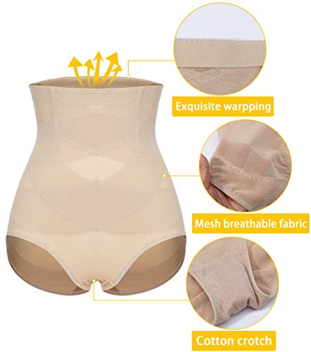 MISS MOLY Bragas Fajas Reductoras Cintura Alta Shapewear Braguitas Body Shaper Levanta Glúteo Vientre Plano Ropa Interior con Elástico Cruzado Malla para Mujer