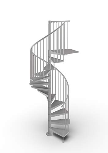 Mister Step Gamia Metal escalera de caracol para interiores de acero barnizado (gris RAL 9006, diámetro 120 cm - 12 peldaños)