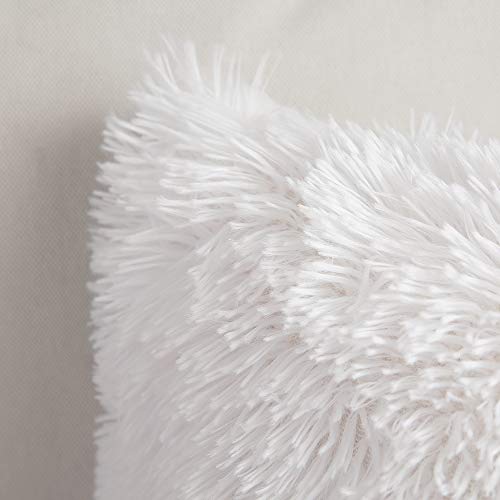 MIULEE Funda de Cojines de Sofá Cojín de Pelusa Funda de Almohada Suave y Comodo Mullido Decoracion para Cama Habitacion Silla Sala de Estar Dormitorio Oficina Salon 2 Piezas 45x45 cm Blanco