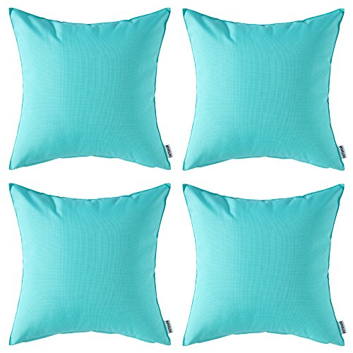 MIULEE Fundas de Cojines Impermeable Cojines Exterior Funda de Almohada Cojin Duradero Decoración Moderna para Sofá Cama Patio Jardín Terraza Silla Balcón 4 Piezas 45x45 cm Verde Claro