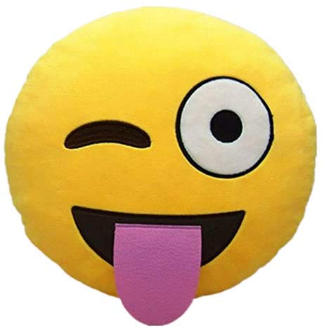 ML Pack 2 x Cojín Emoji Sonrisa, Almohada Emoji Emoticon Relleno Suave Juguete de Peluche 35x35x5cm Cada uno