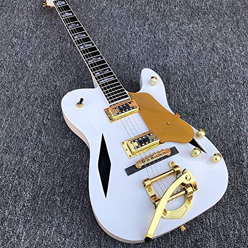 MLKJSYBA Guitarra Guitarra Eléctrica Blanca Guitarra Eléctrica Dorado Trémolo Brazo Acústico Acero Guitarras De Cuerda Guitarras acústicas (Color : Guitar, Size : 41 Inches)