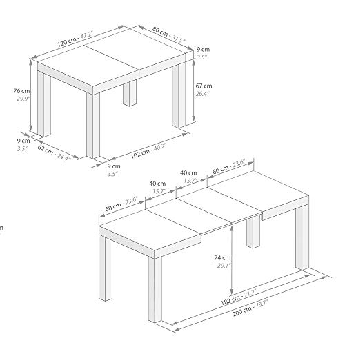 MOBILI FIVER, Mesa de Cocina Extensible, Modelo First, Color Nogal, Aglomerado y Melamina, Made in Italy