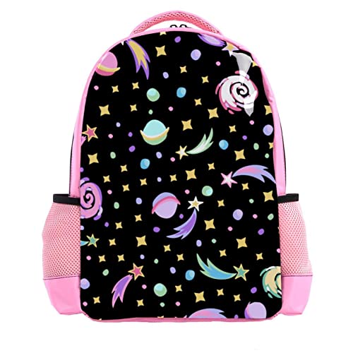 Mochila escolar Unisex Viaje Senderismo Daypack Práctica Plegable Impermeable Camping Al Aire Libre Mochilas Rosa Flor De Cerezo Pétalos Patrón, Star Black Pattern,