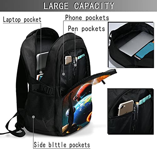 Mochilas para portátil con USB Espacio Exterior Galaxy Tierra, mochila de viaje para colegio, escuela, negocios, bolsa para cuaderno, color negro