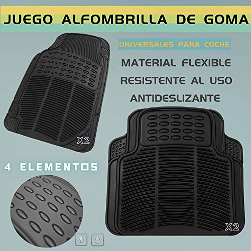 MODAUTO Juego Alfombrillas de Goma Universales para Coche 4 Elementos Negro G820BK