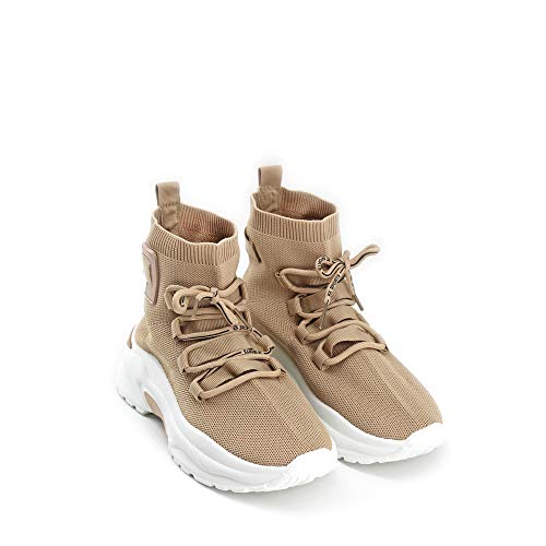 Modelisa - Zapatillas con Plataforma Estilo Calcetin con Cordón para Mujer (Beige, Numeric_40)