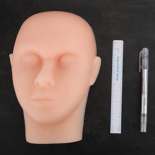 Modelo facial, material de silicona no premium Modelo de cabeza de alta simulación, para ejercicios de cejas Tatuaje casero Belleza mínimamente invasiva