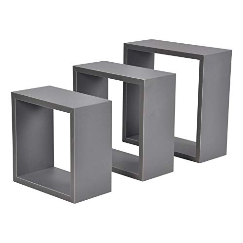 Modul'Home 6RAN789BC - Estantería con Forma de Cubo (Tablero DM, 11,8 x 30 x 30 cm), Tablero/Madera DM, Gris Oscuro, 3 Tallas 23 cm/26,5 cm/30 cm