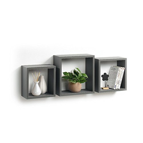 Modul'Home 6RAN789BC - Estantería con Forma de Cubo (Tablero DM, 11,8 x 30 x 30 cm), Tablero/Madera DM, Gris Oscuro, 3 Tallas 23 cm/26,5 cm/30 cm