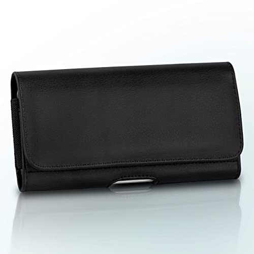 moex Cómoda funda horizontal con clip para cinturón compatible con Motorola Moto E20, uso universal con trabilla para cinturón y cierre magnético, color negro