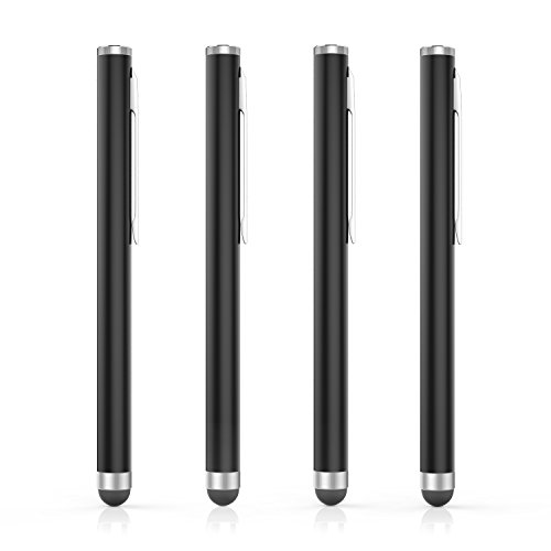 MoKo 4 PZS Lápiz Táctil Capacitiva Universal, Digitales Stylus Pen con Consejos de Fibra para Apple iPad/iPad Mini/Air/Pro, iPhone, Kindle, Samsung Galaxy, Tableta Android/iOS - Negro