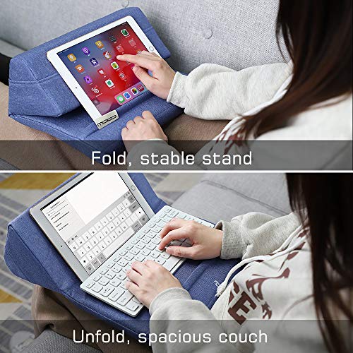 MoKo Soporte de Almohada Compatible con iPad Air 4/3 /2, iPad Mini 5th Gen, iPad Pro 11, iPad 8ª 10.2 2020, Soporte de Almohadas de Tableta hasta 11" para Samsung Galaxy Tab - Denim Azul